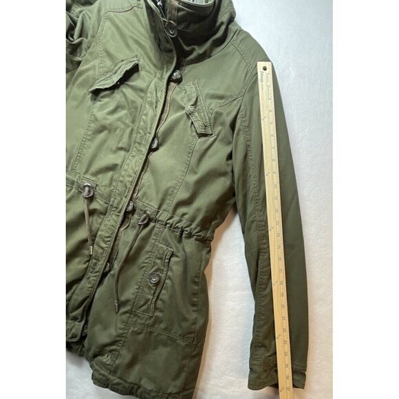 Vtg Abercrombie & Fitch Military Green Utility Sherpa Parka Jacket M Y2K Grunge - Picture 11 of 12